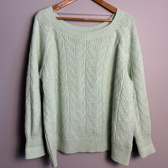 Old Navy Women's Long Sleeve Cable Knit Sweater Peppermint Size 3X - Picture 1 of 11